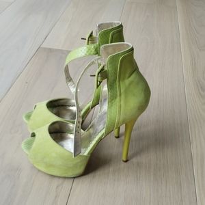 BeBe Suede Lime Green Stilettos